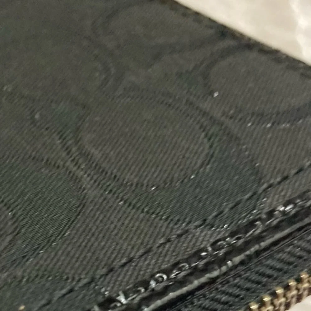 Coach signature black glittery zipper wallet